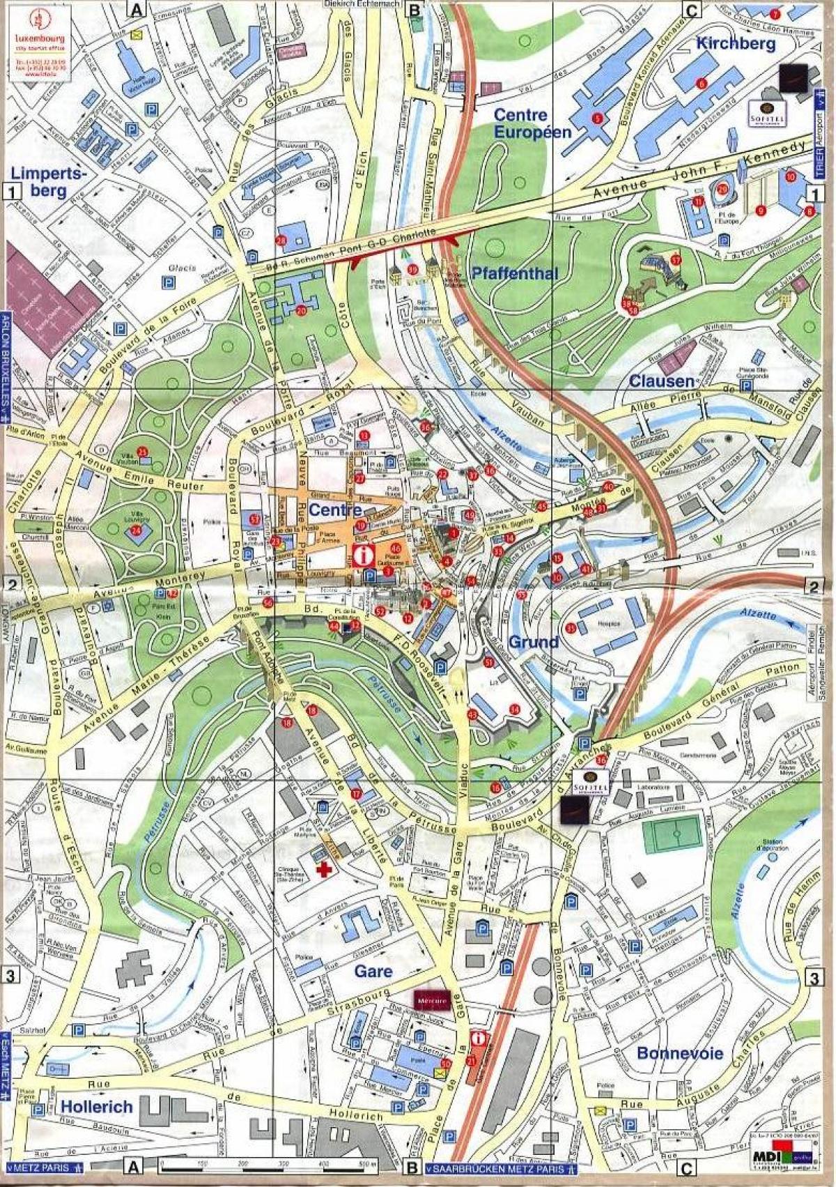 Lüksemburg Eski Şehir haritası 