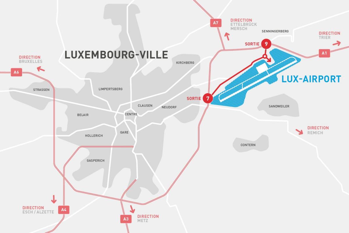 Lüksemburg havaalanı haritası 