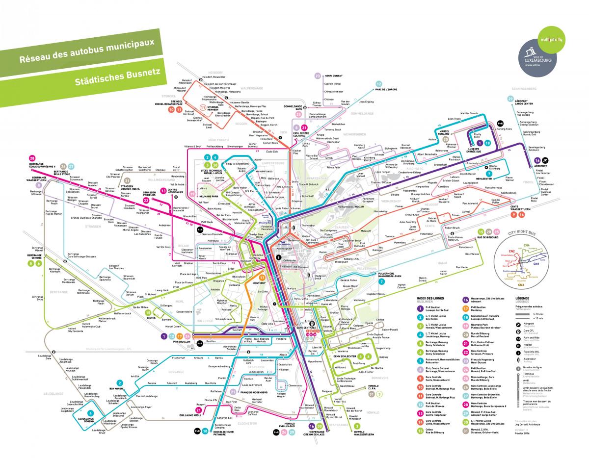 Lüksemburg toplu taşıma haritası 
