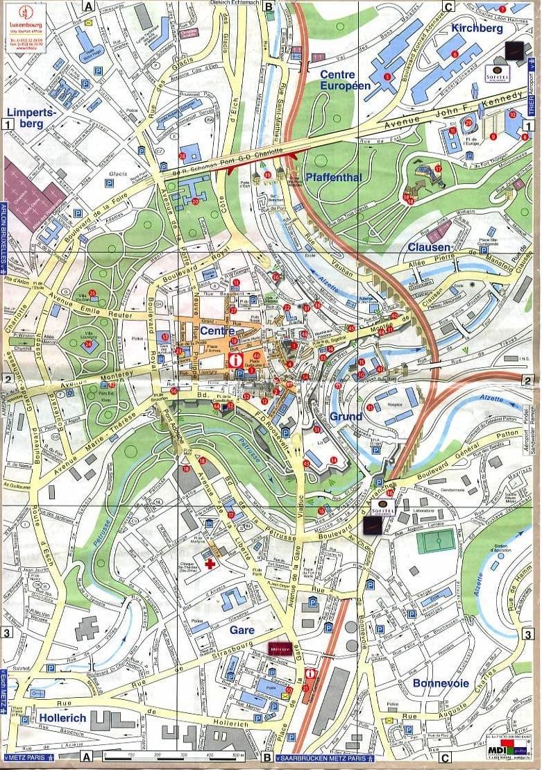 Lüksemburg Eski Şehir haritası